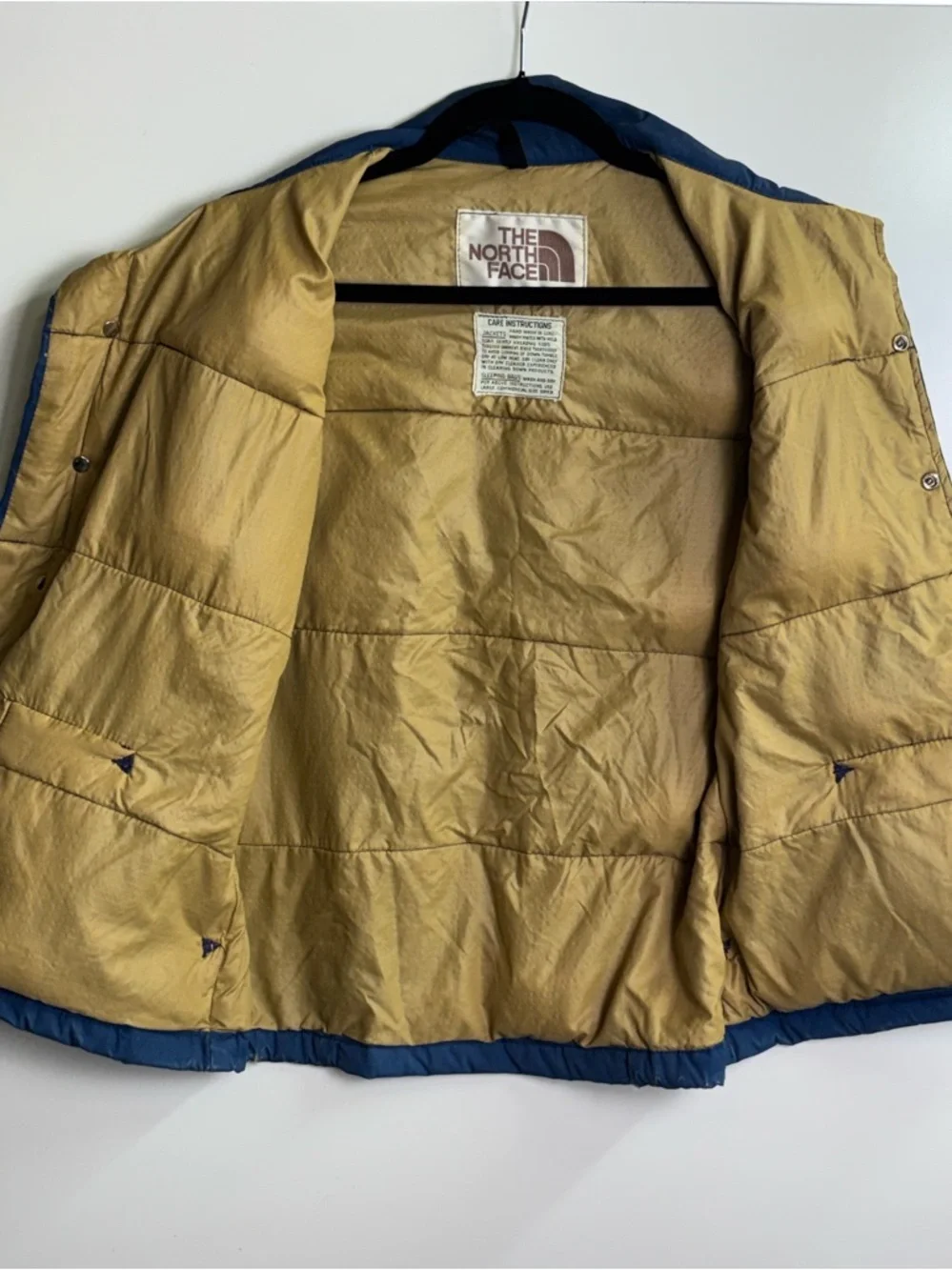 Rare Vintage 70s The North Face Brown Label Down Vest XS Blue